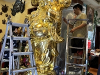 Quá trình dát vàng Tượng Phật Di Lặc tại Thành Phố Hồ Chí Minh - Đồ Đồng Sài Gòn