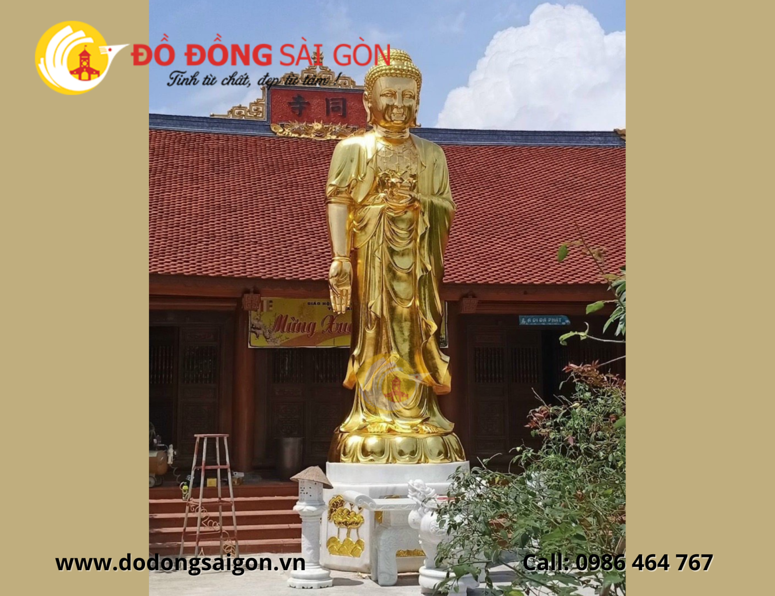 nhận dát vàng 9999 tại chùa ở Sài Gòn