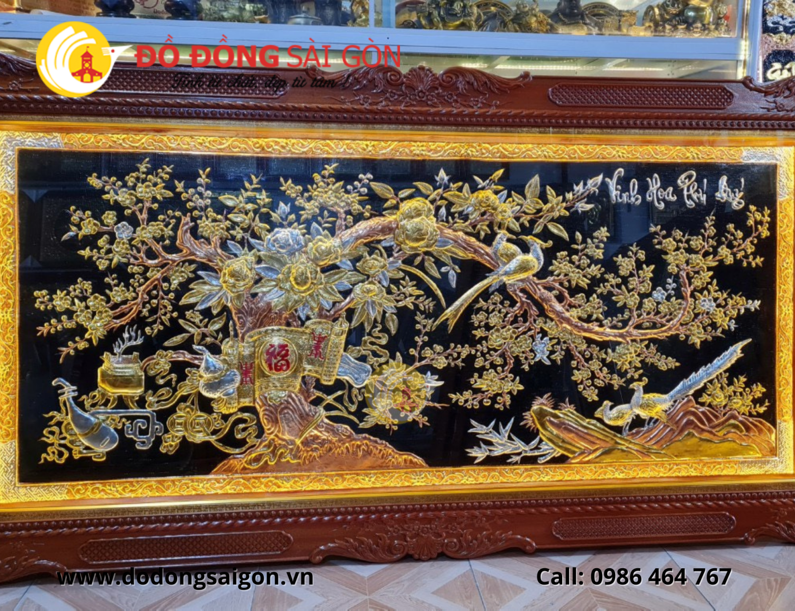 tranh đồng dát vàng 9999 vinh hoa Phú quý