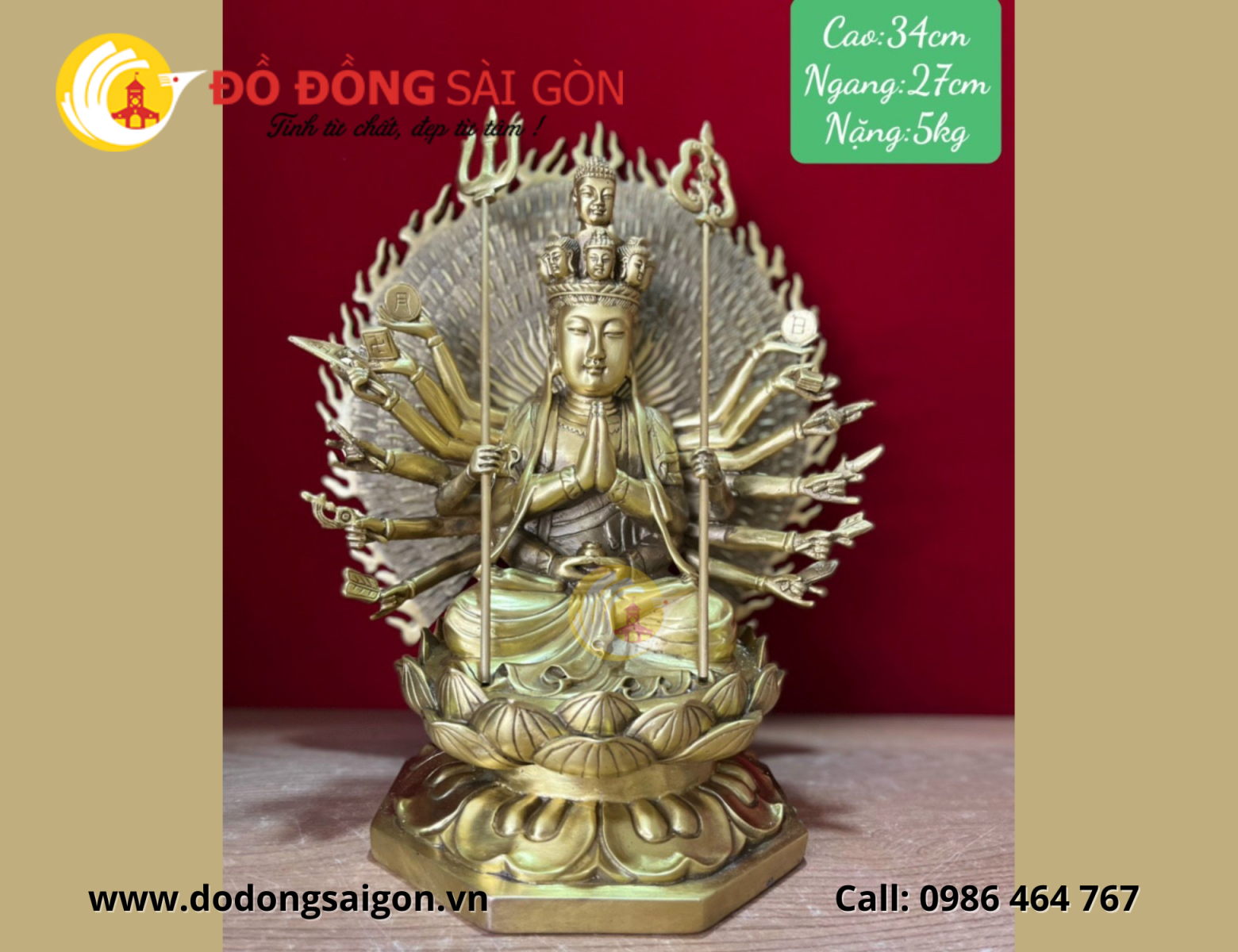 tượng Phật thiên thủ thiên nhãn bằng đồng 