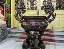 Lư hương đồng để ngoài trời cao 1,7m Trọng lượng 500kg
