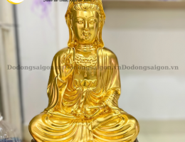Tượng Phật Bà Quan Âm dát vàng 24k - Đồ Đồng Sài Gòn