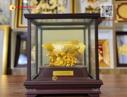 MÔ HÌNH TƯỢNG CÁ KIM LONG MẠ VÀNG 24K