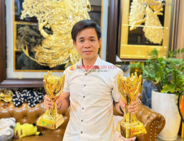 Cúp Đồng Trái Tim Yêu Thương Mạ Vàng 24K