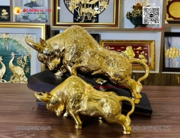 Mẫu Tượng Bò Tài Chính Bằng Đồng Mạ Vàng 24K