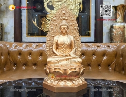Tượng Phật Dược Sư Lưu Ly Quang Vương Như Lai Bằng Đồng Đỏ Cao 68cm
