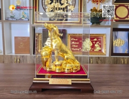 Mẫu Tượng Chó Bằng Đồng Mạ Vàng 24k