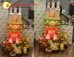 Dát vàng 9999 bàn thờ thần tài cho khách hàng tại quận Tân Phú