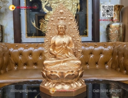 Tượng Phật Pháp Hải Lôi Âm Như Lai Bằng Đồng Đỏ Cao 68cm