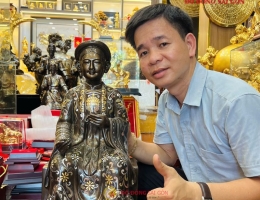 Đúc tượng Cô Bơ bằng đồng đỏ khảm ngũ sắc cao 58cm – Tinh hoa nghệ thuật đúc tượng đồng