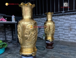 Cặp Lộc Bình Tứ Quý Bằng Đồng Cat Tút 