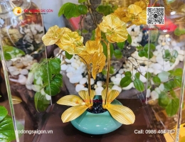 Chậu Lan Vàng Làm Quà Tặng Để Bàn – Món Quà Sang Trọng Mang Ý Nghĩa Phú Quý