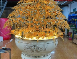 Chậu Hoa Lan Vàng Lớn Nhất Sài Gòn Bằng Đồng Mạ Vàng 24K