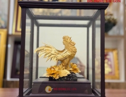 Tượng Gà Trống Để Phòng Khách Mạ Vàng 24K