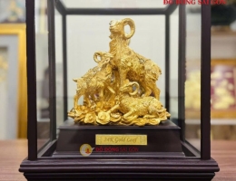 Tượng Tam Dê dát vàng 24k