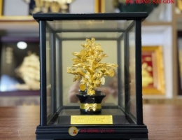 CÂY KIM TIỀN QUÀ TẶNG ĐỂ BÀN BẰNG ĐỒNG MẠ VÀNG 24K