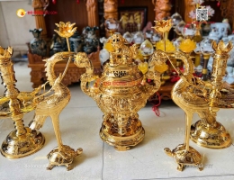 Mẫu bộ Lư đồng mạ vàng 24k 