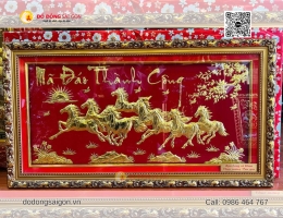 Tranh Mã Đáo Thành Công Bằng Vàng 24K