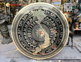 Mặt trống đồng bản đồ 34 tỉnh Việt Nam mới nhất