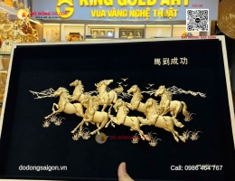Mẫu Tranh Mã Đáo Thành Công Đẹp Quà Tặng Đối Tác Bằng Vàng 24K 40 x 60cm