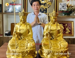 Mẫu Tượng Địa Tạng Vương Bồ Tát Ngồi Bằng Vàng Cao 61cm