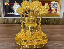 Tượng Phật Thích Ca Ngồi Gốc Cây Bồ Đề Mạ Vàng 24k