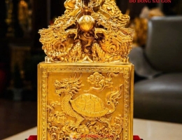 Ấn Rồng Tứ Linh Bằng Đồng Phủ Vàng 24K – Vật Phẩm Phong Thủy Cao Cấp