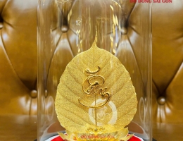 Quà tặng lá Bồ Đề chữ Tâm mạ vàng 24K bán tại Sài Gòn