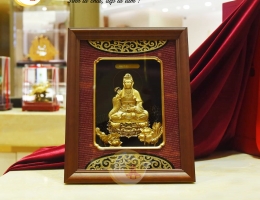 Tranh Phật Bà Quán Thế Âm Bồ Tát mạ vàng 24k cao cấp dùng làm quà tặng