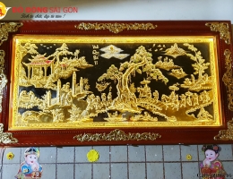 Tranh Đồng Vinh Quy Bái Tổ Dát Vàng 9999 Kích Thước 120cm x 230cm