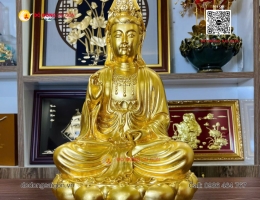 Tượng Phật Bà Quan Thế Âm Mạ Vàng 24k Cao 48cm