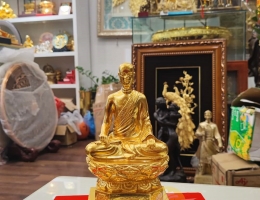Tượng Phật Hoàng Trần Nhân Tông cao 50cm dát vàng 9999