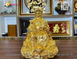 Tượng Thần Tài Bằng Đồng Mạ Vàng 24k Cao 35cm